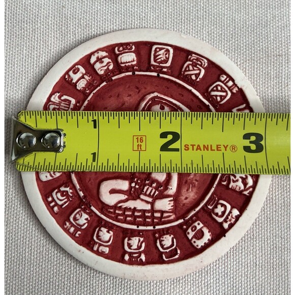 Set of 6 Mayan calendar red coasters 3" with stand. - Picture 6 of 11